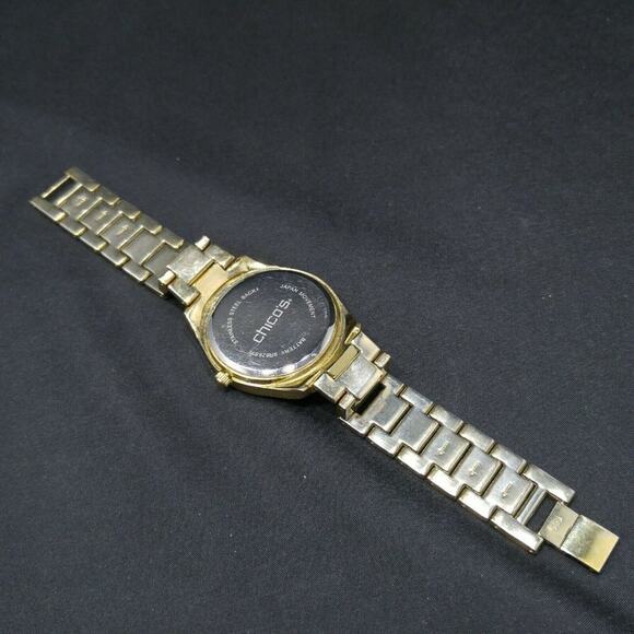 Chico\'s Red Fade Face Watch Rhinestones Gold Tone Link Style, 7 1/2 Inches main image 4